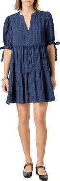 English Factory Texture Puff Sleeve Dress