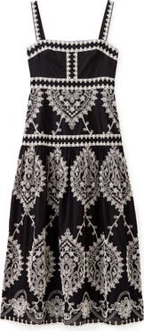 Cartolina Adair Embroidery Midi Dress