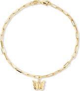 DEVATA Butterfly Charm with Paperclip Chain Bracelet in 14K Gold, 7"