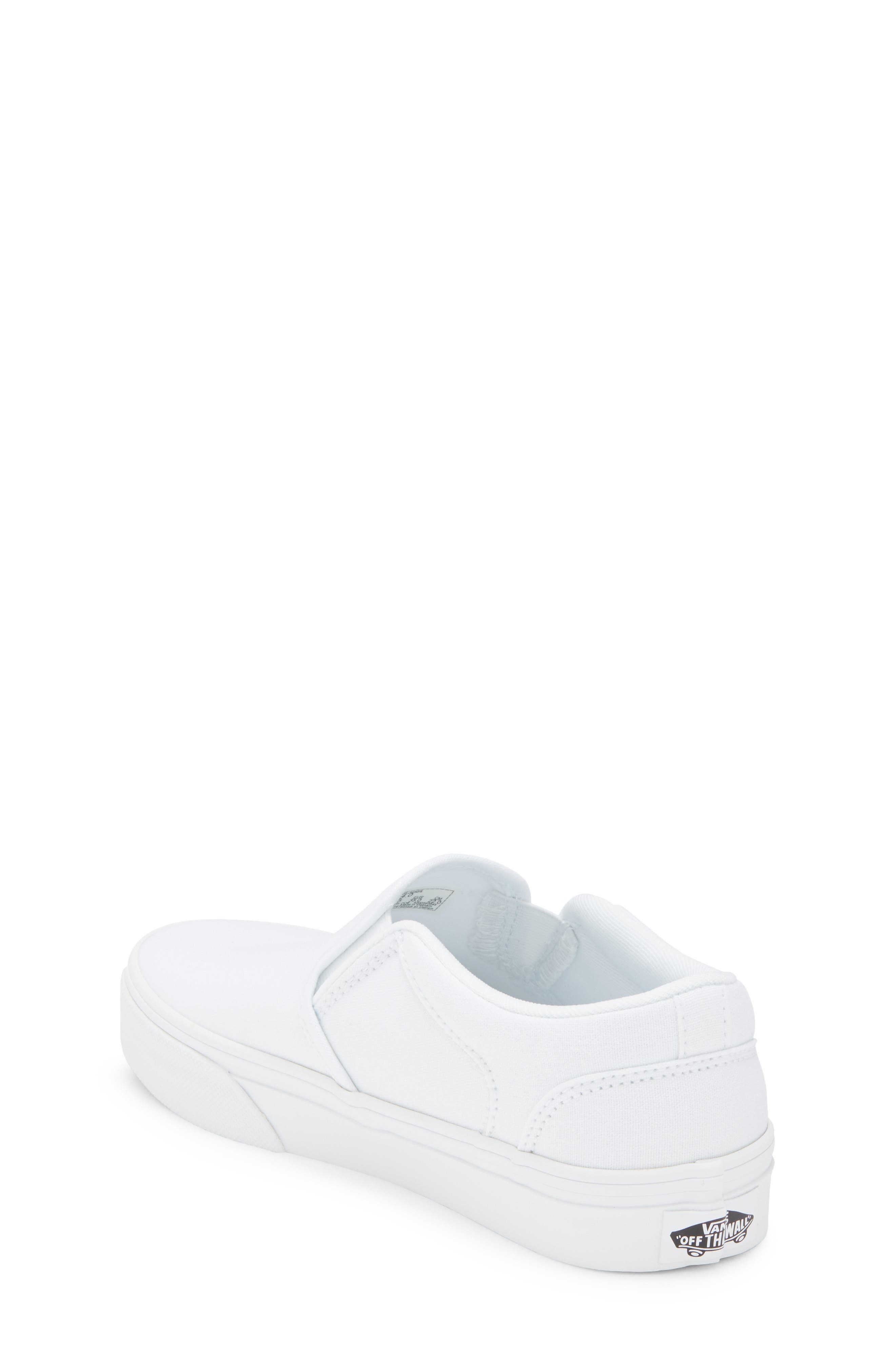 Vans Kids' Asher Slip-On Sneaker, Alternate, color, Canvas White/White