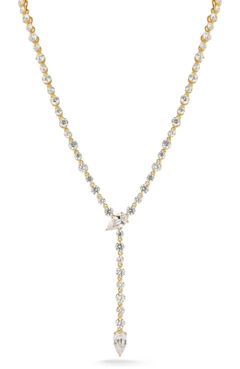 14k Gold Plated Cubic Zirconia Y-Necklace