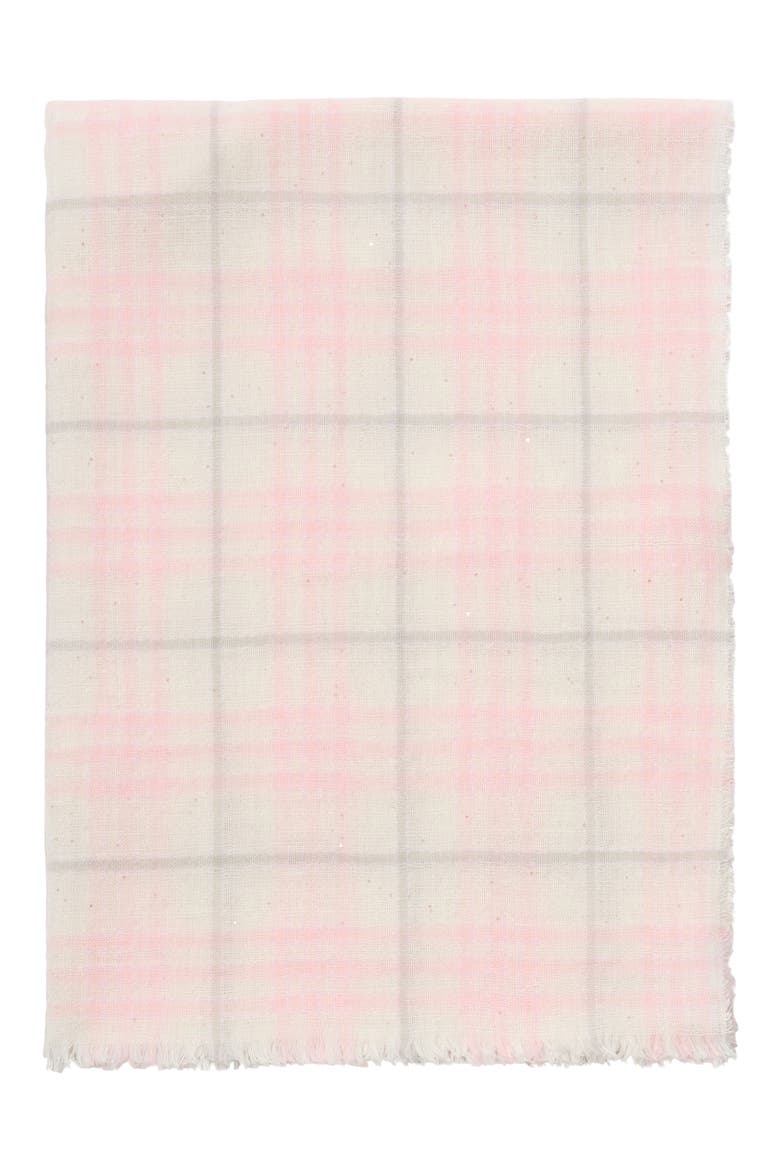 Sequin Check Wool & Silk Blend Scarf, Alternate, color, FLORA PINK