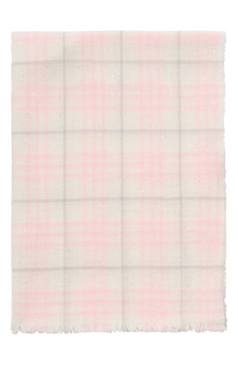 Sequin Check Wool & Silk Blend Scarf