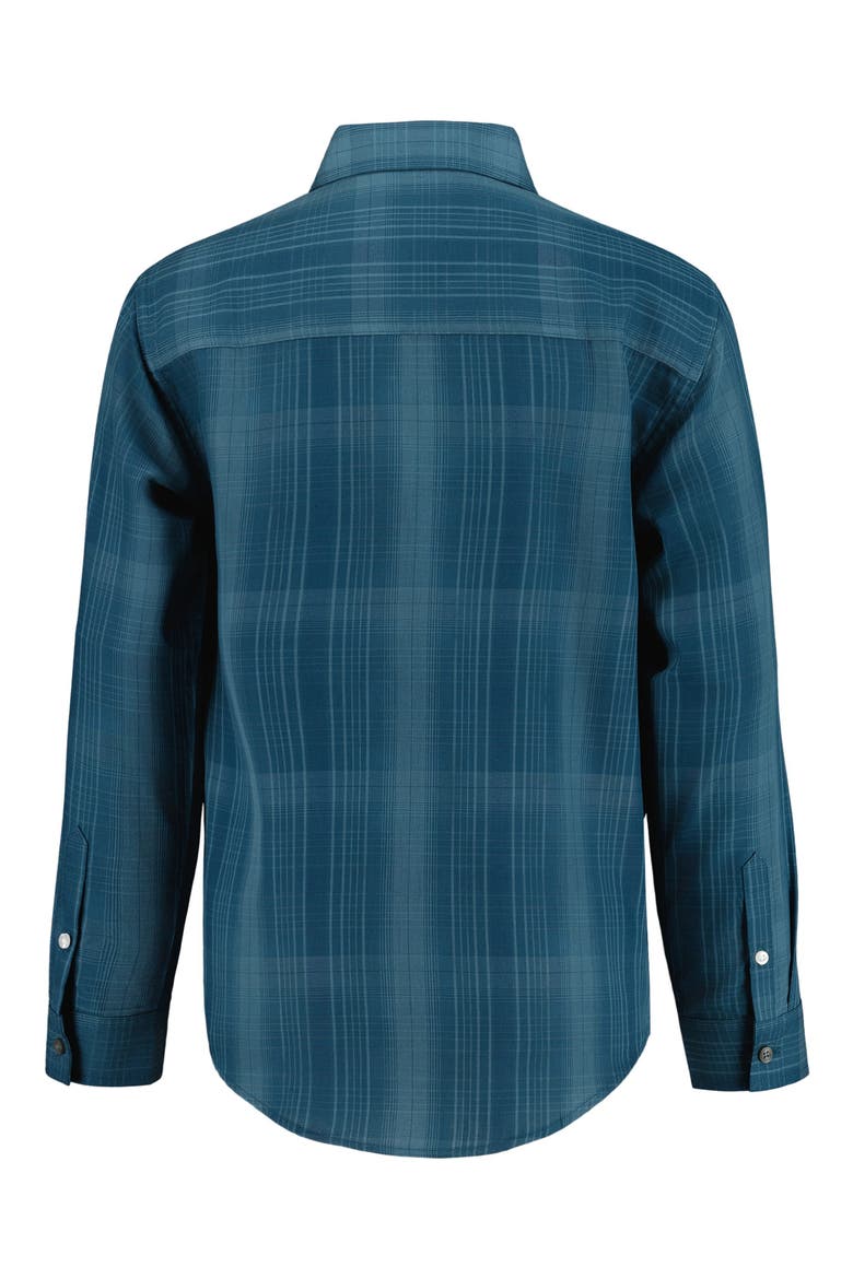 Kids' Long Sleeve Plaid Button-Up Shirt, Alternate, color, MAJOLICA BLUE