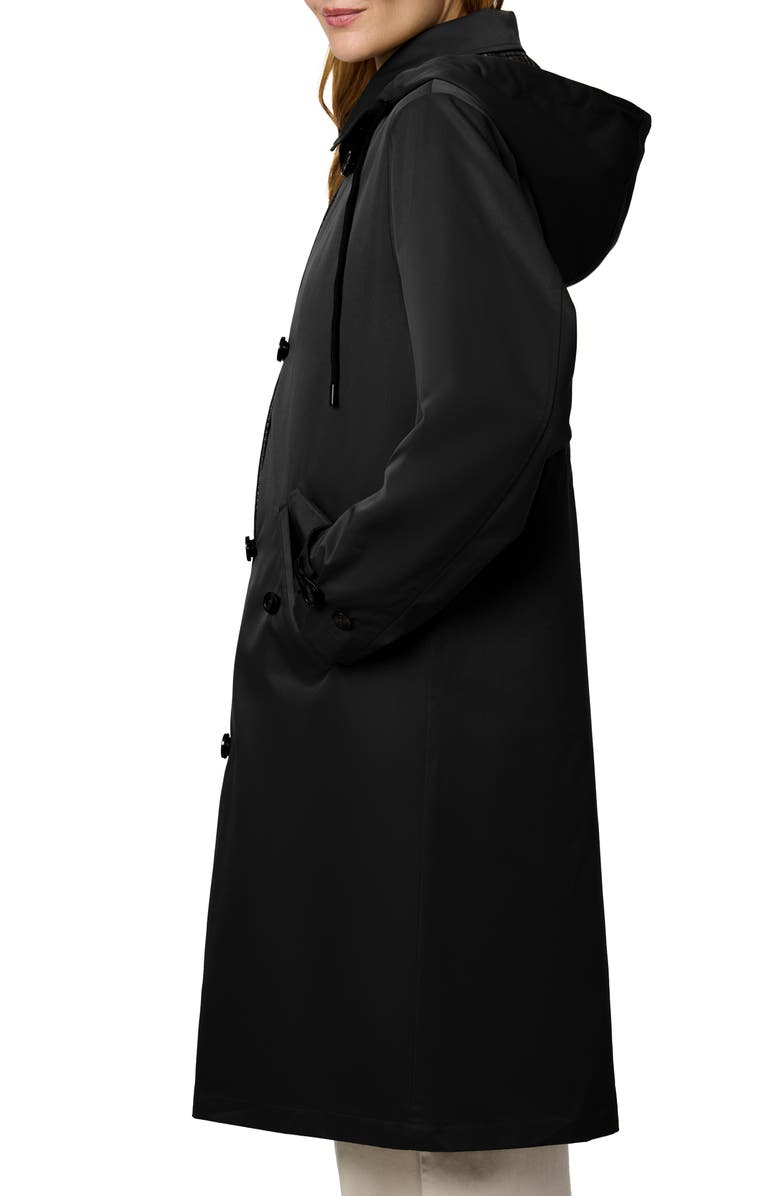 Bernardo Longline Hooded Raincoat, Alternate, color, Black