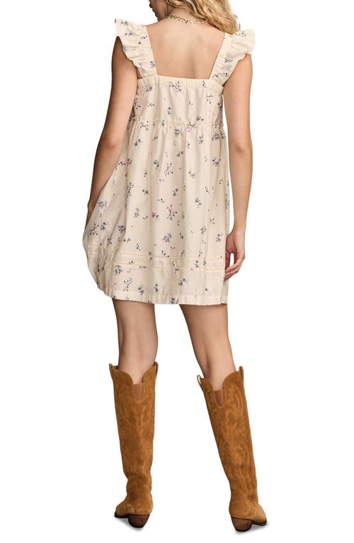 Lucky Brand Ruched Flutter Minidress In Neutral