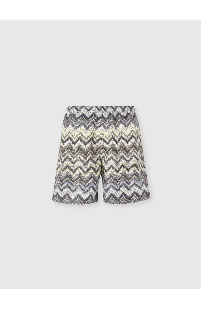 UM Long Swim Shorts With Dashed Zigzag Print, Main, color, Multicoloured