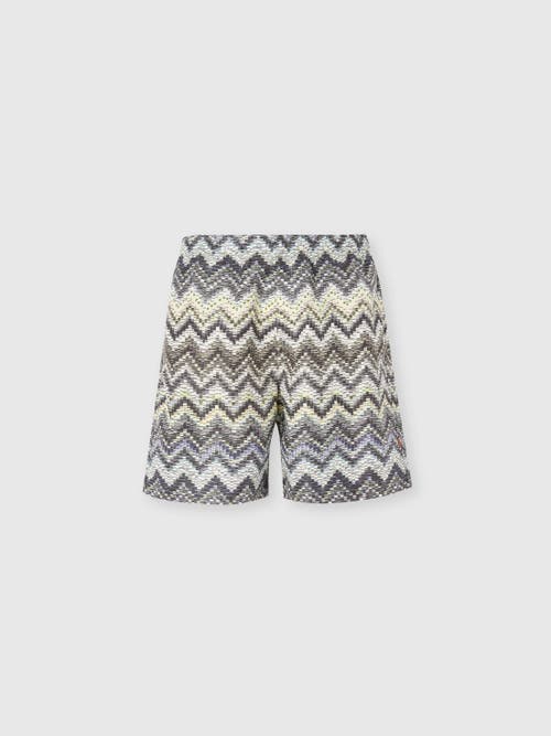 Um Long Swim Shorts With Dashed Zigzag Print In Multi