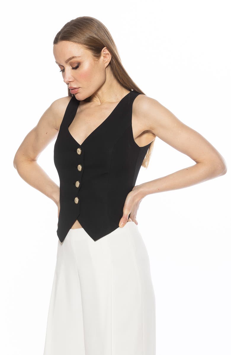 Alexia Admor Liliana Button Front Vest, Alternate, color, Black