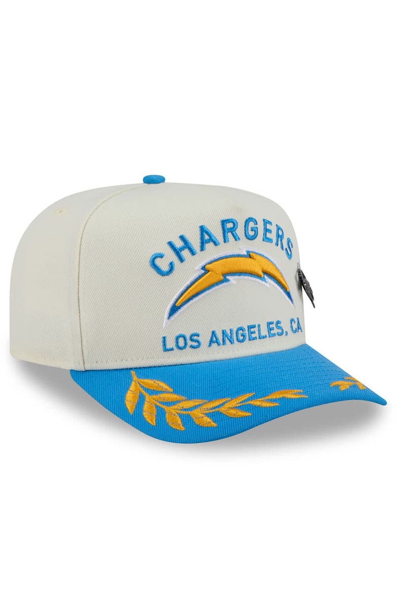 New Era Men's New Era Cream/Powder Blue Los Angeles Chargers 2025 NFL Draft A-Frame 59FIFTY Fitted Hat, Alternate, color,