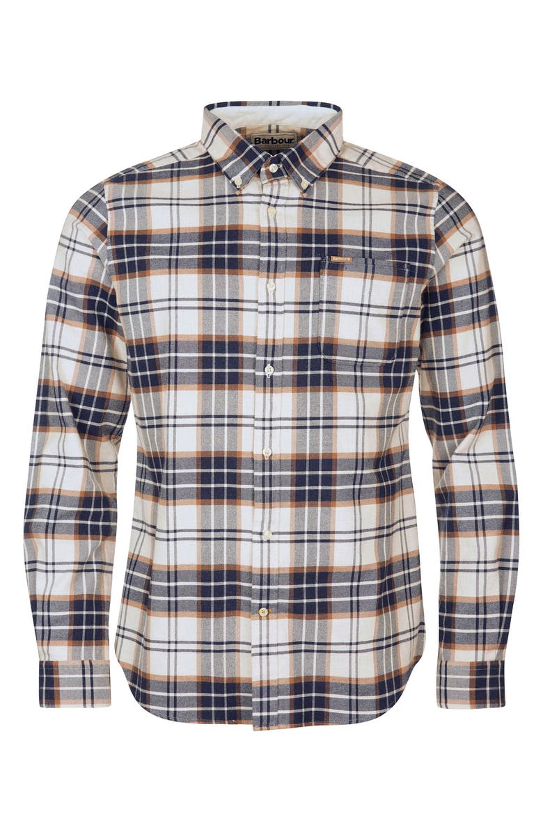 Barbour Portdown Tailored Fit Plaid Button-Down Shirt, Alternate, color, Ecru