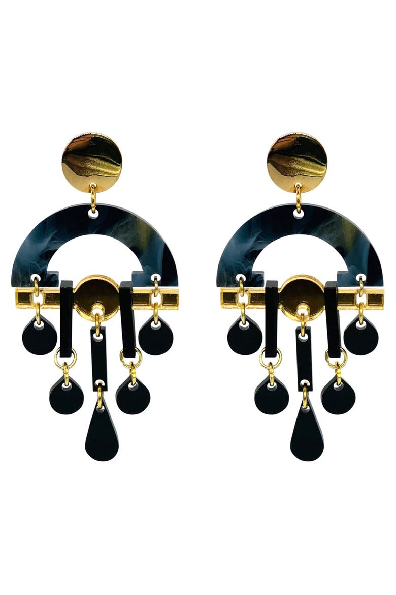 Fan Chandeliers - Black Swirl & Gold, Main, color, Black Swirl & Gold