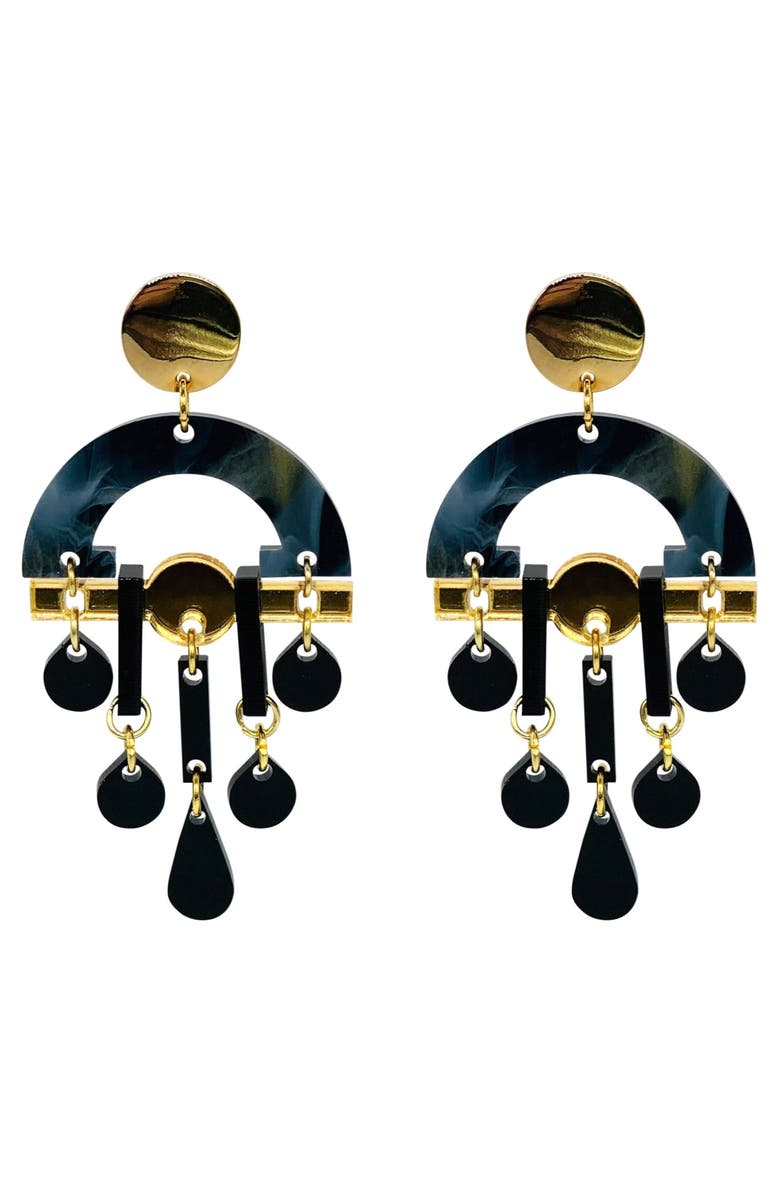 Toolally Fan Chandeliers - Black Swirl & Gold, Main, color, Black Swirl & Gold