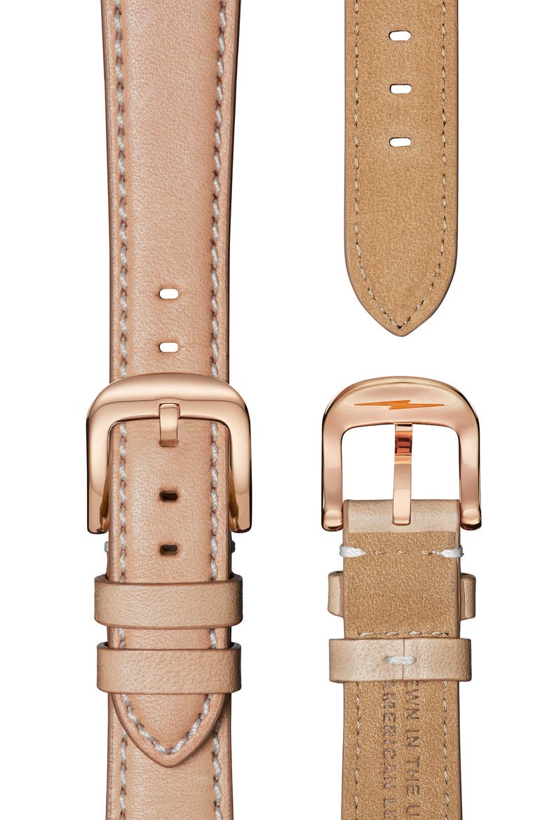 x Disney Runwell Mickey Classic Leather Strap Watch, 36mm, Alternate, color, BIEGE/ WHITE/ ROSE GOLD