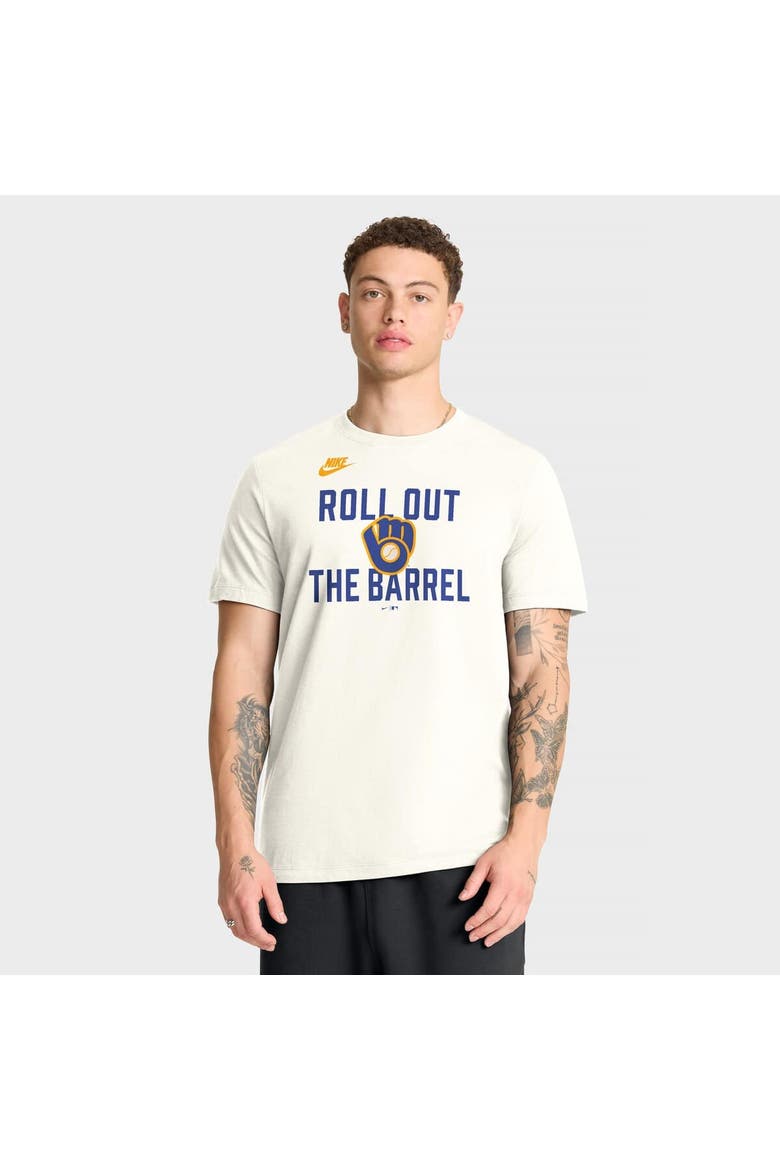 Men's Nike Cream Milwaukee Brewers Cooperstown Collection ‘70s Inspired T-Shirt, Main, color, Cream