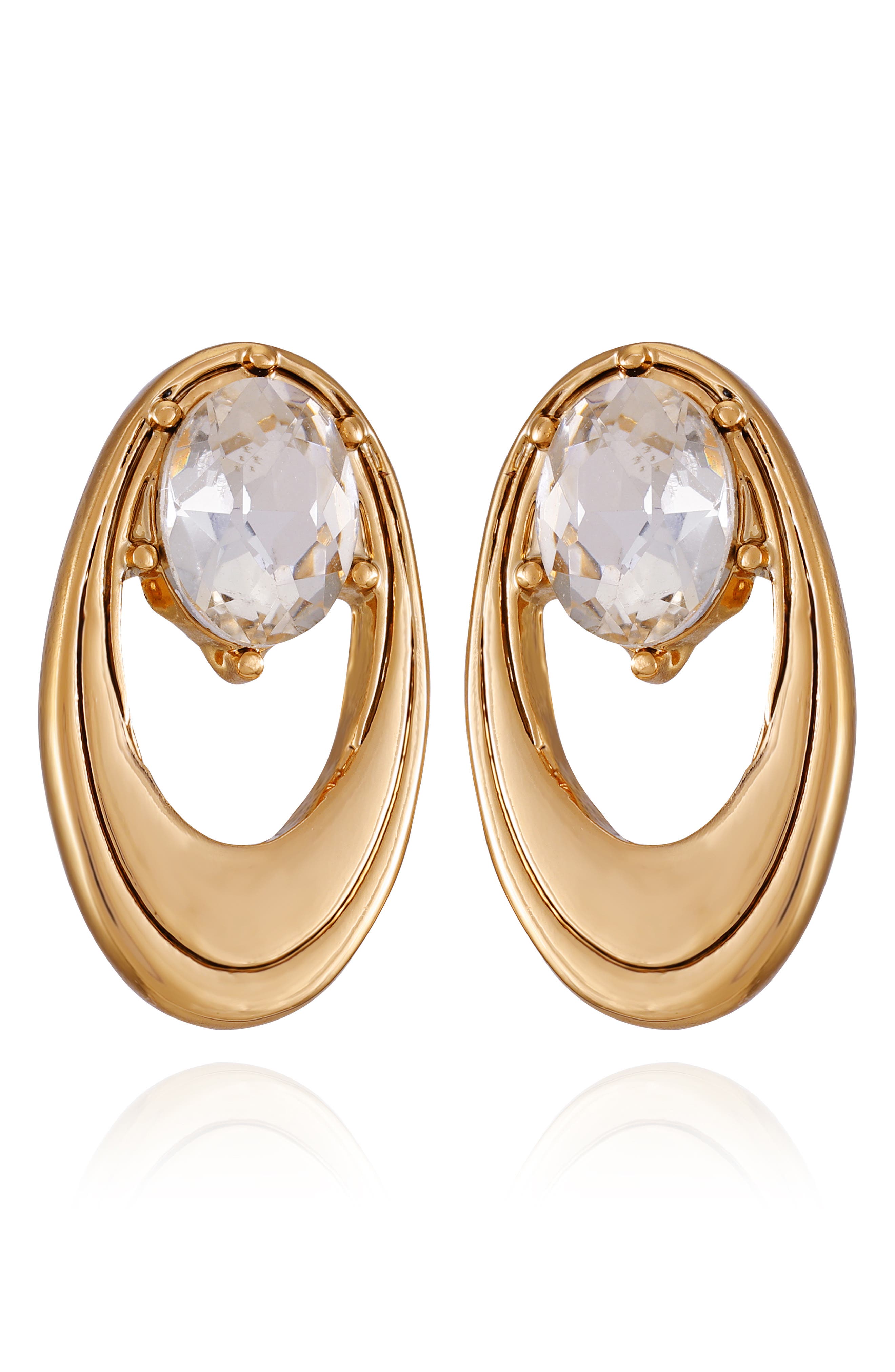 T Tahari Crystal Clip-On Earrings