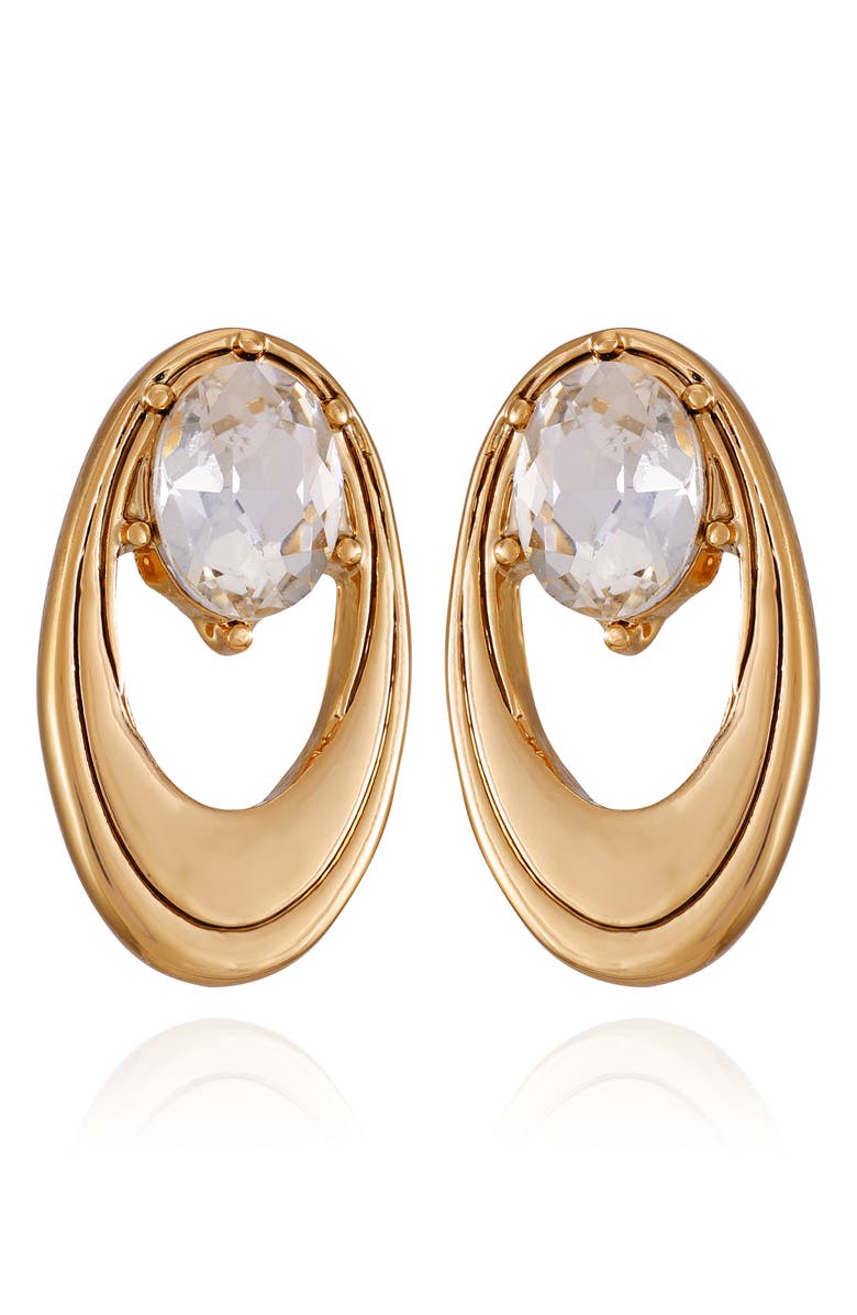 T Tahari Crystal Clip-On Earrings, Main, color, Silver Tone