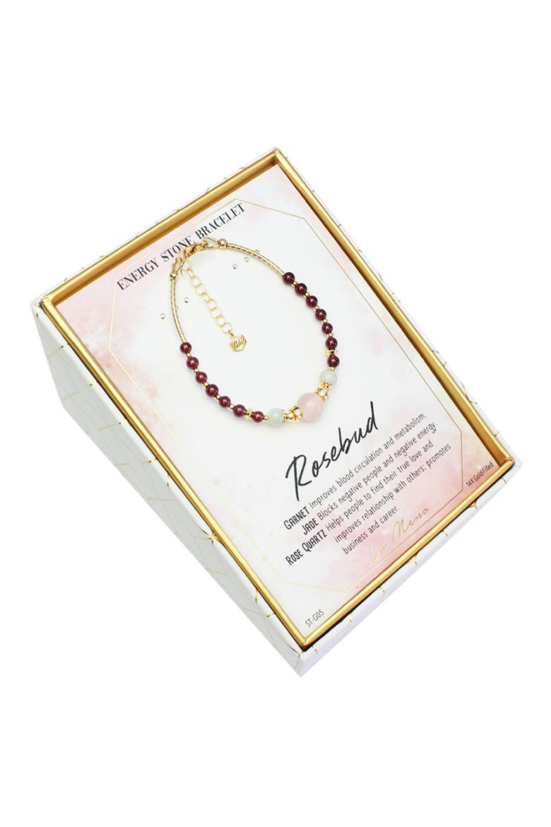 Rosebud Beaded Bracelet, Alternate, color, GOLD BURGUNDY PINK