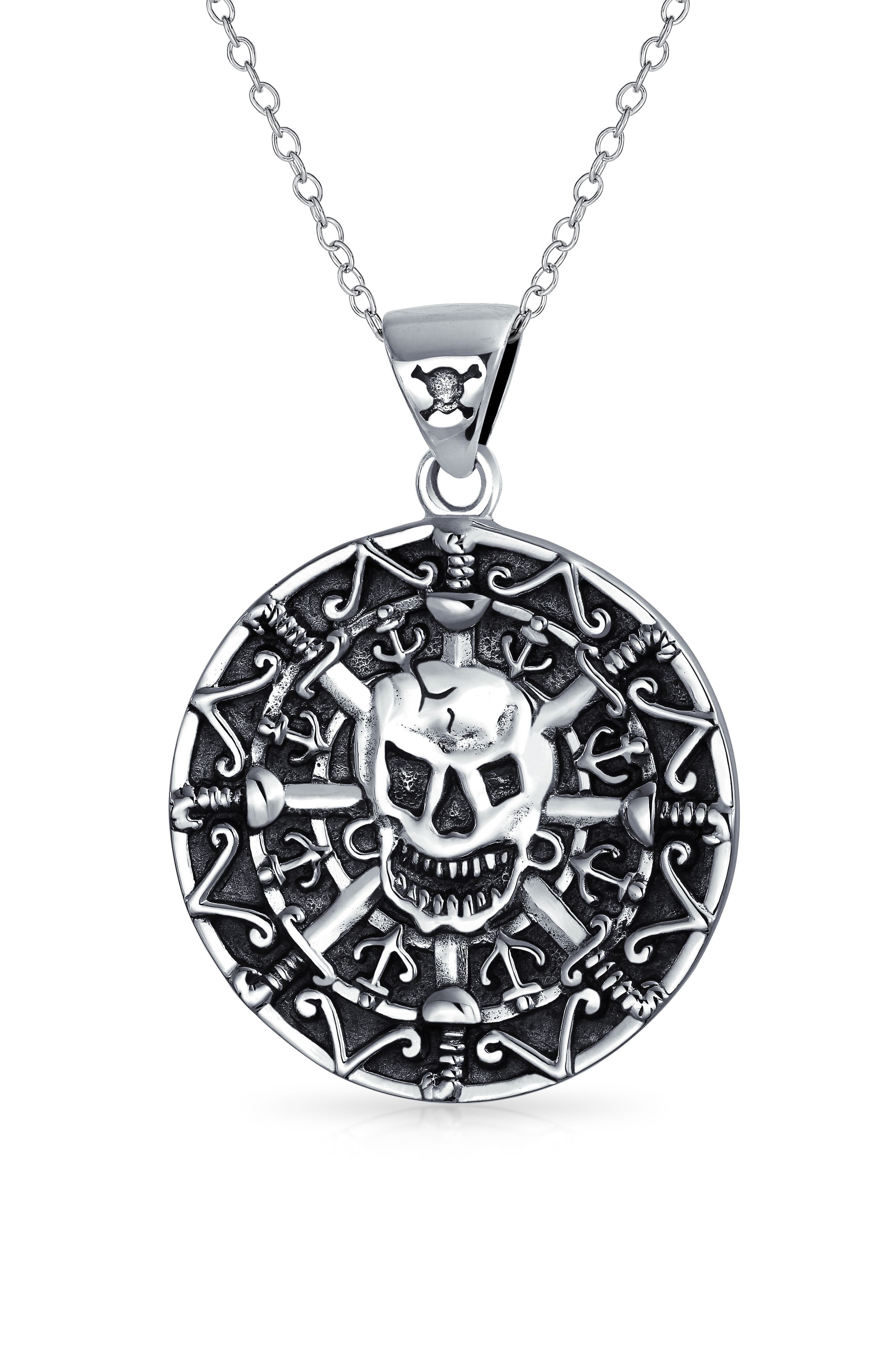 Men's Skull Coin Pendant Necklace