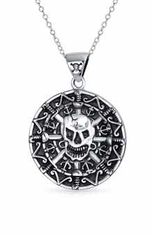 Men's Skull Coin Pendant Necklace