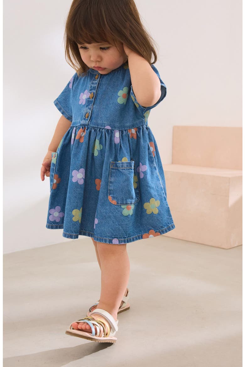 Kids' Floral Denim Shirtdress, Alternate, color, BLUE