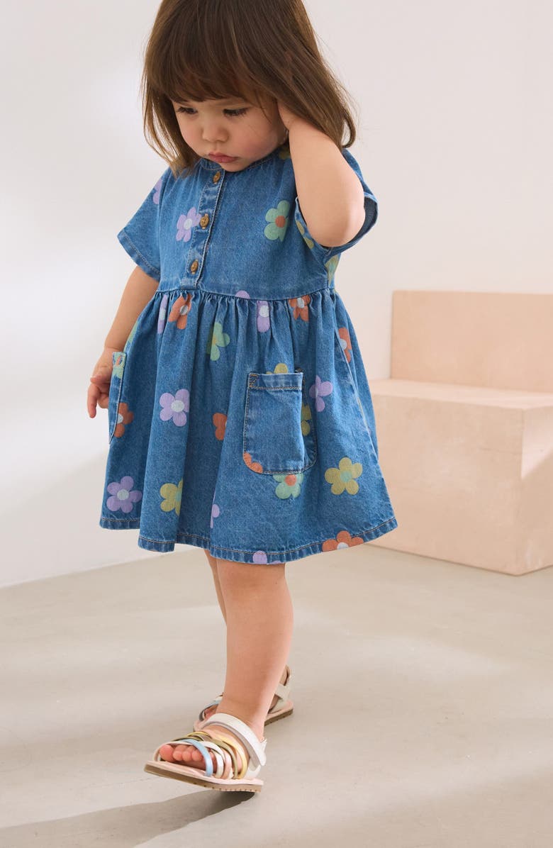 NEXT Kids' Floral Denim Shirtdress, Alternate, color, 