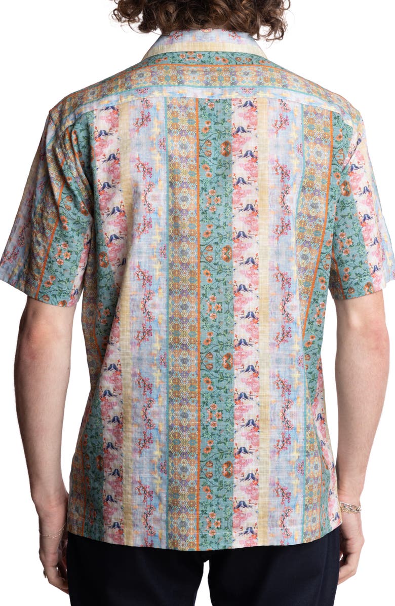 PAISLEY & GRAY Abstract Print Camp Shirt, Alternate, color, Pink Green Floral Multi