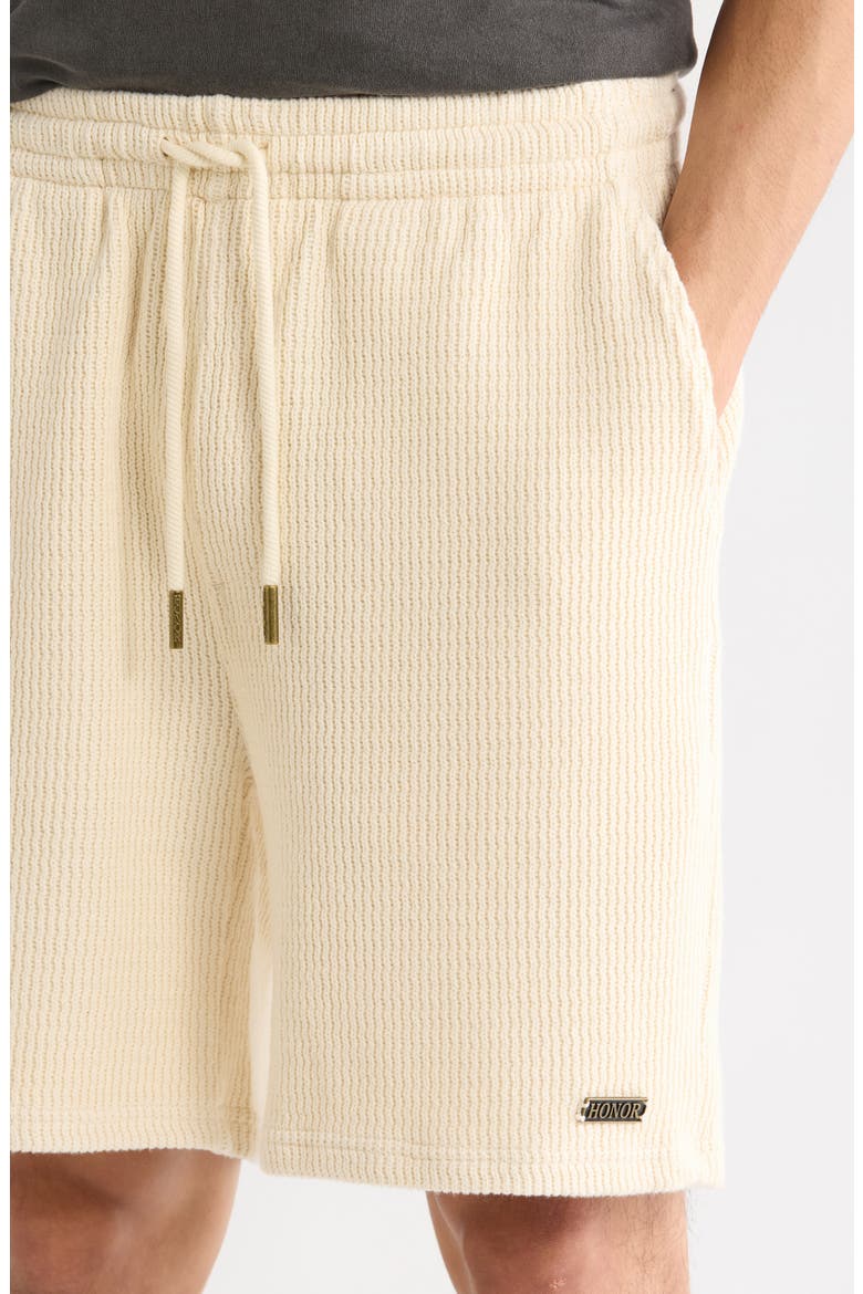 Rib Knit Stretch Cotton Blend Drawstring Shorts, Alternate, color, BONE