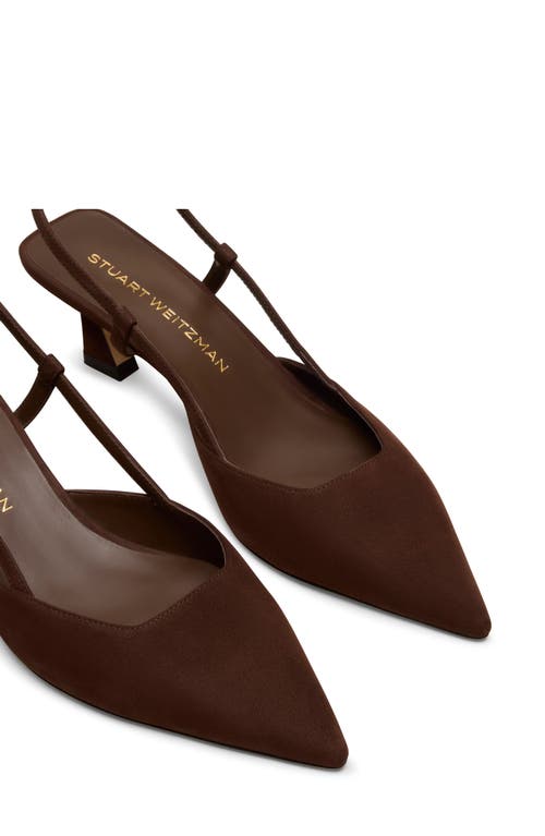 Stuart Weitzman Vinnie 50 Suede Slingback Pumps In Brown