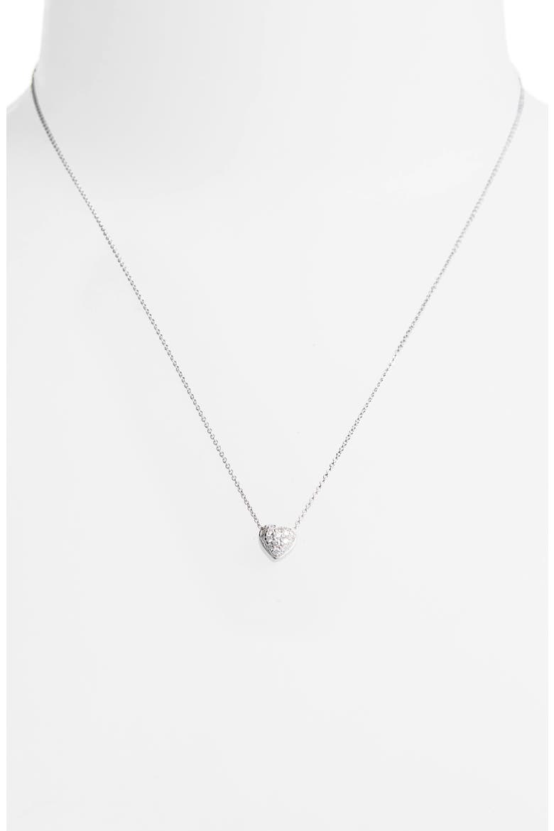 Pavé Heart Pendant Necklace, Alternate, color, WHITE
