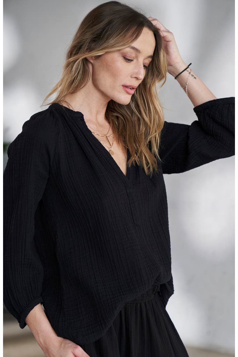 Gauze Top, Alternate, color, Black