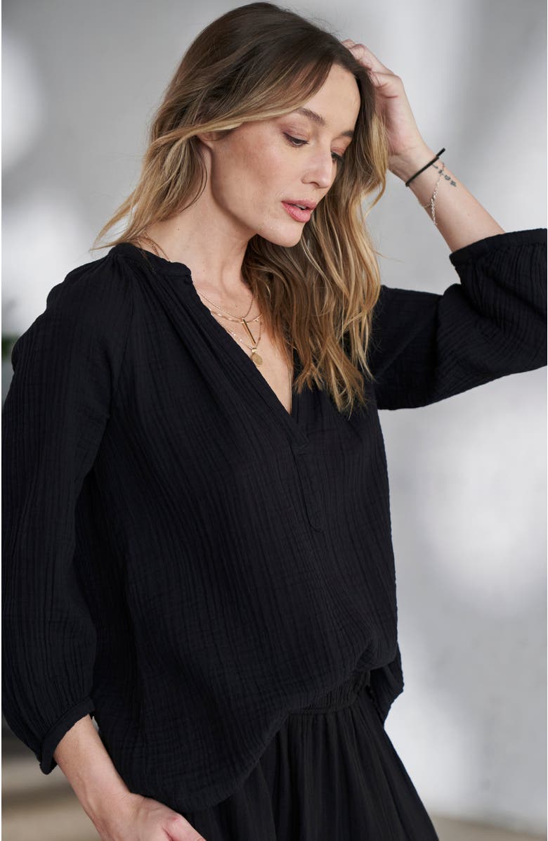 ocean+main Gauze Top, Alternate, color, Black