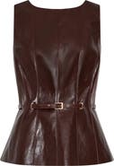 Milly Gwen Faux Leather Belted Top