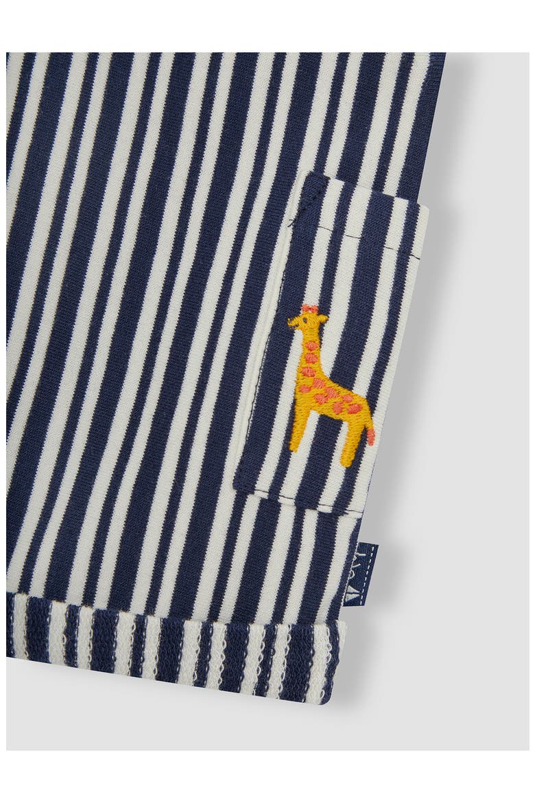 Cotton T-Shirt & Stripe Overalls Set, Alternate, color, NAVY