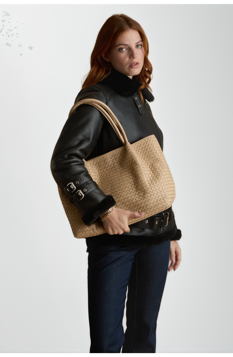 Furniq UK Harriet Sheepskin Jacket, Alternate, color, Black / Black Shearling