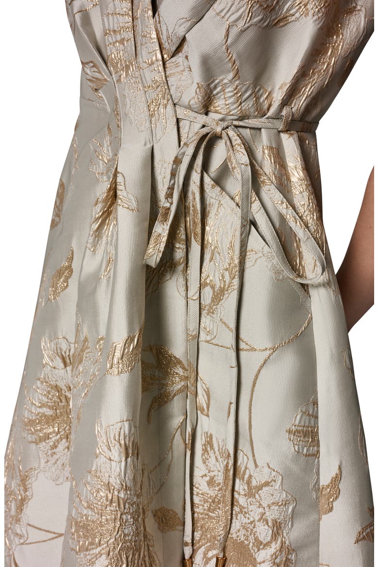 Metallic Jacquard Midi Wrap Dress, Alternate, color, TURIN/ TUSCAN GREY