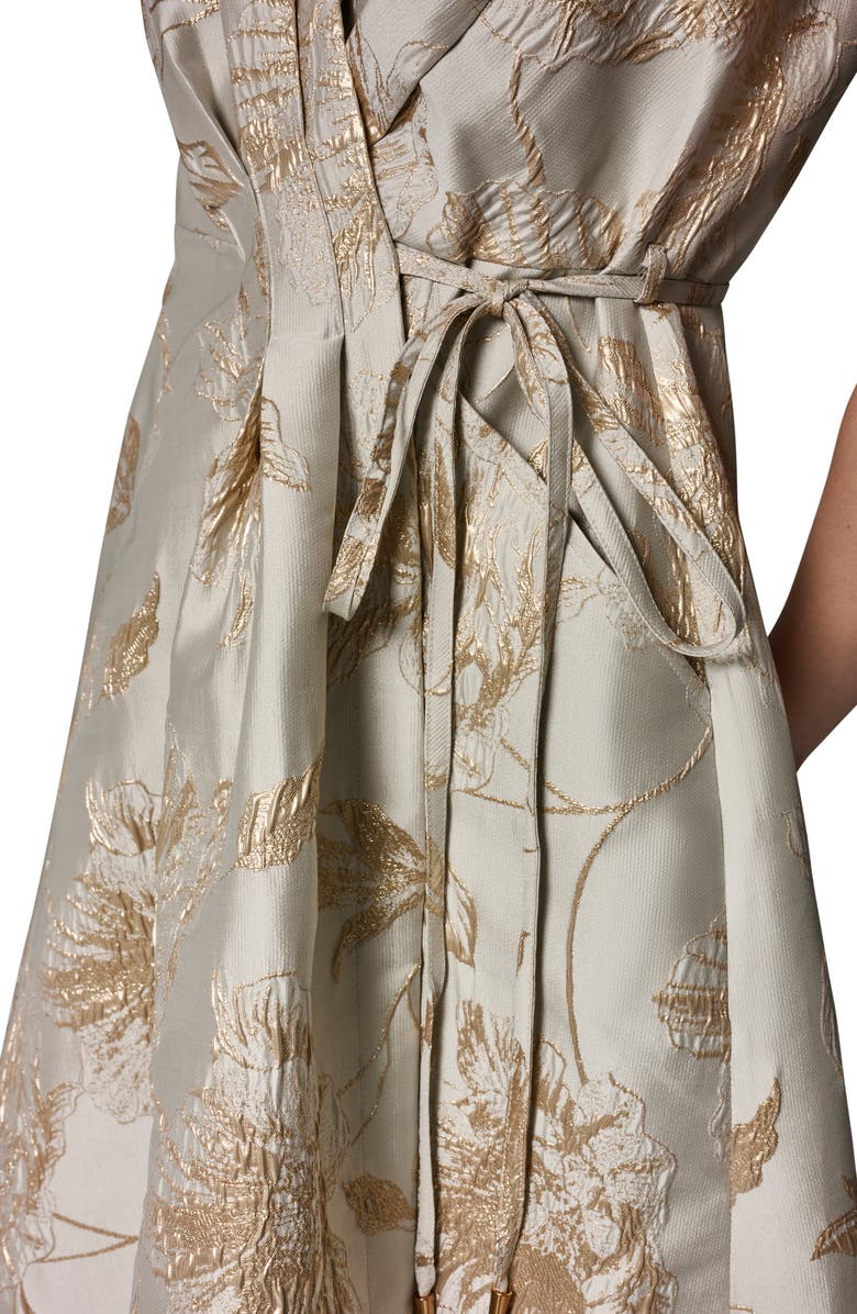 Donna Karan New York Metallic Jacquard Midi Wrap Dress, Alternate, color, Turin/ Tuscan Grey