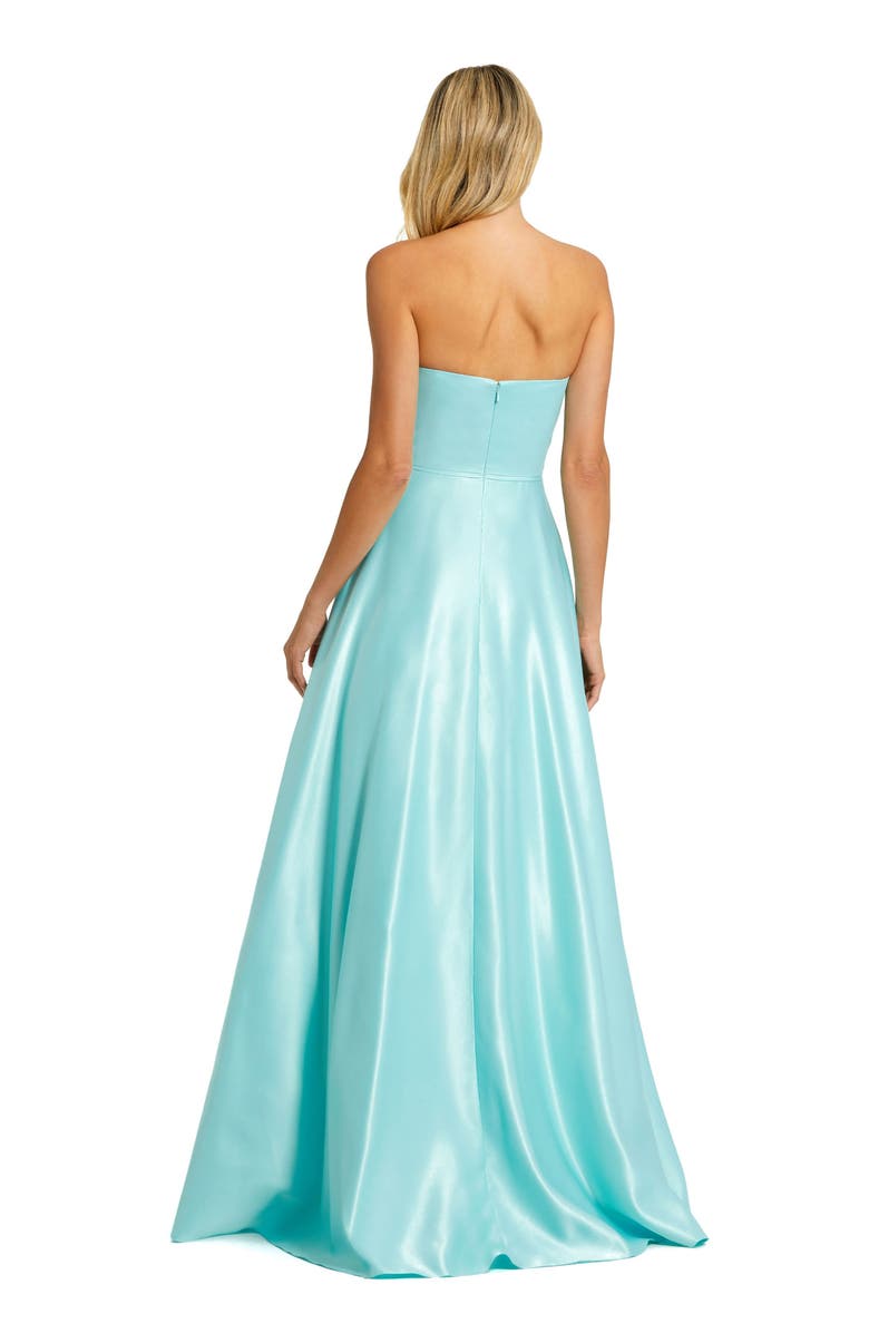 Mac Duggal Strapless A-Line Bow Ballgown, Alternate, color, Aqua