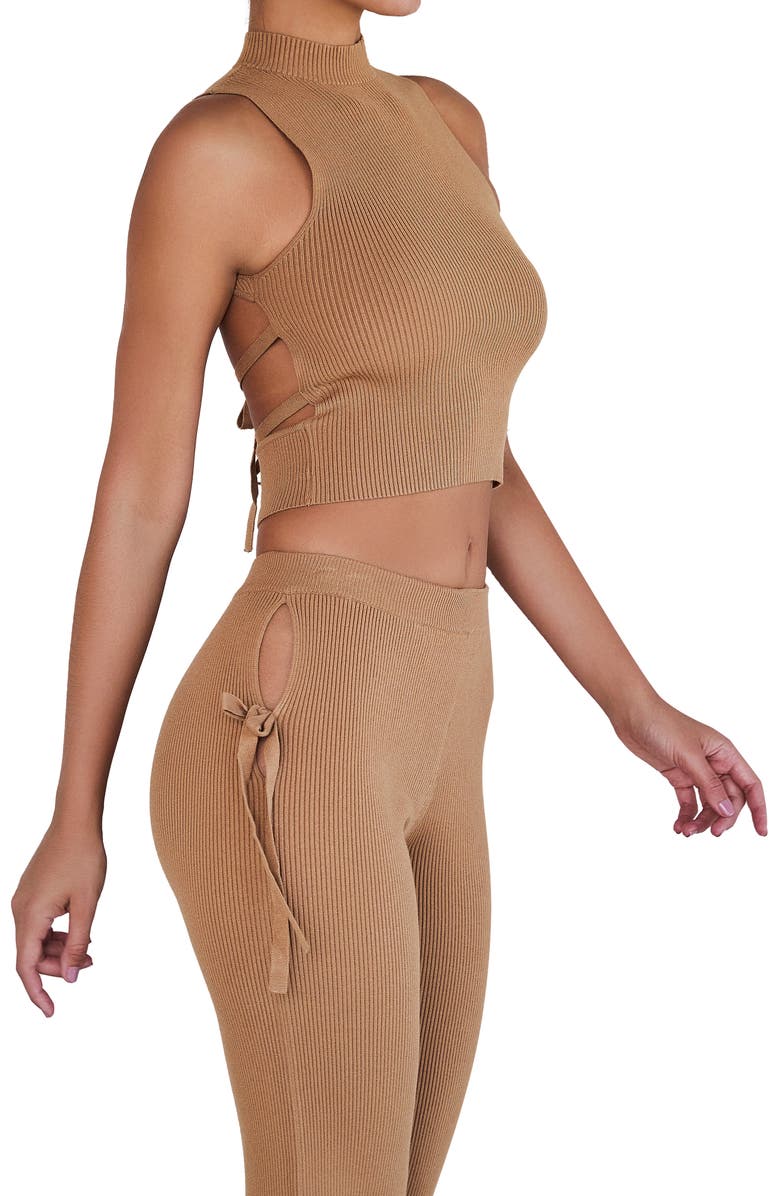 Mistress Rocks Sleeveless Ribbed Cutout Crop Top, Alternate, color,