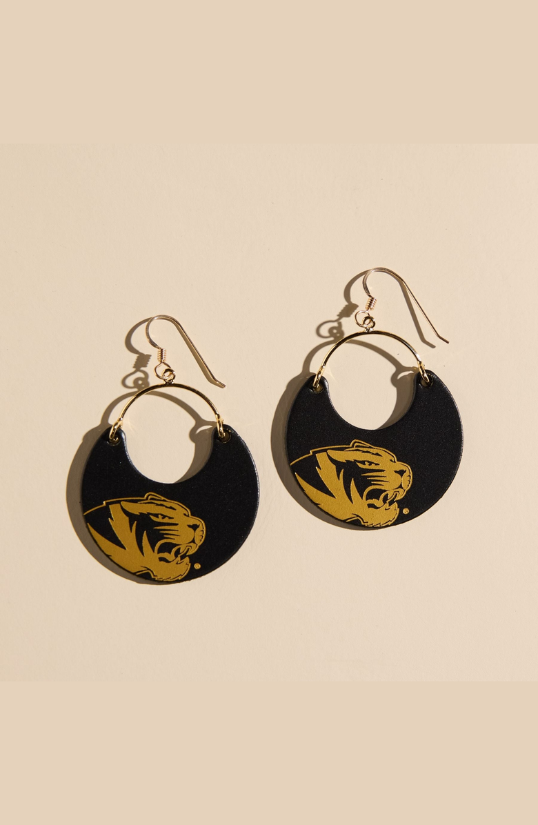 Nickel & Suede University Ninas Earrings, Main, color, Um / Gold