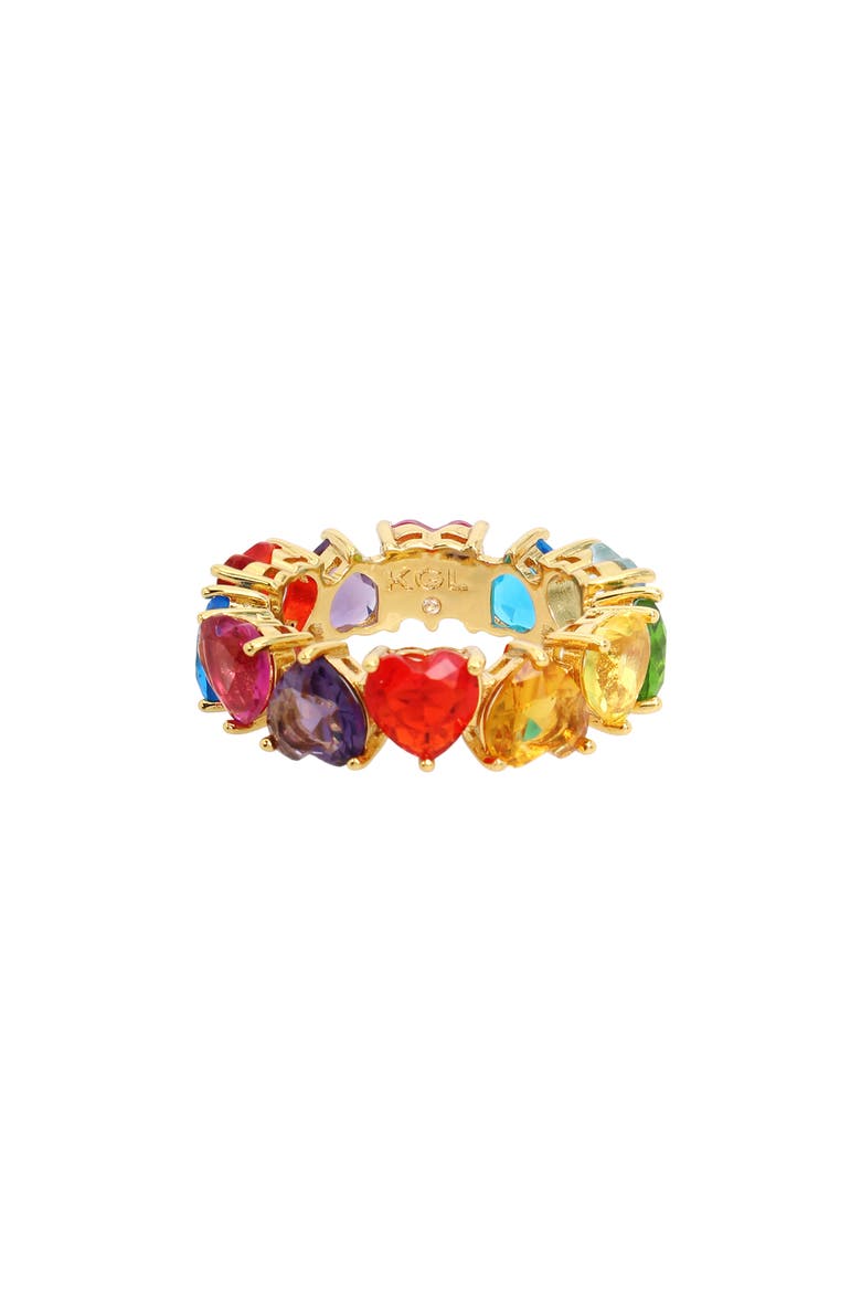 Heart Crystal Tennis Ring, Alternate, color, GOLD MULTICOLOR