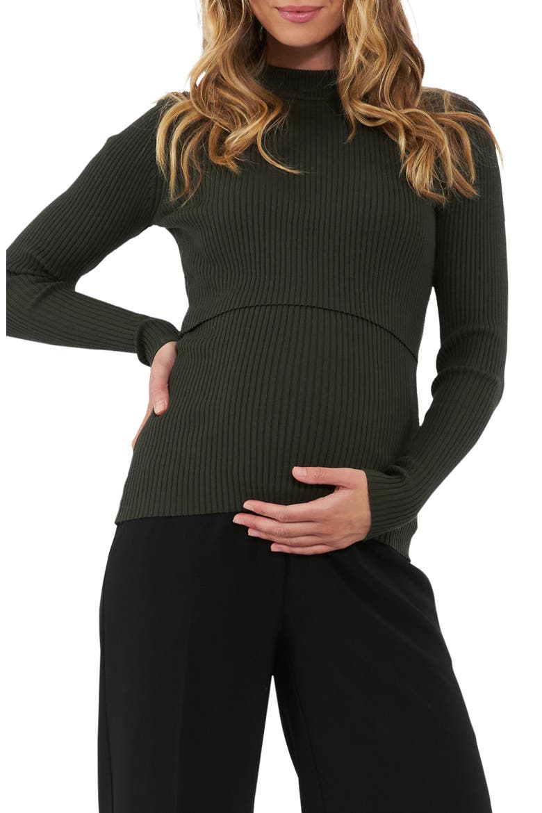 Lift Up Rib Maternity/Nursing Sweater, Main, color, IVY
