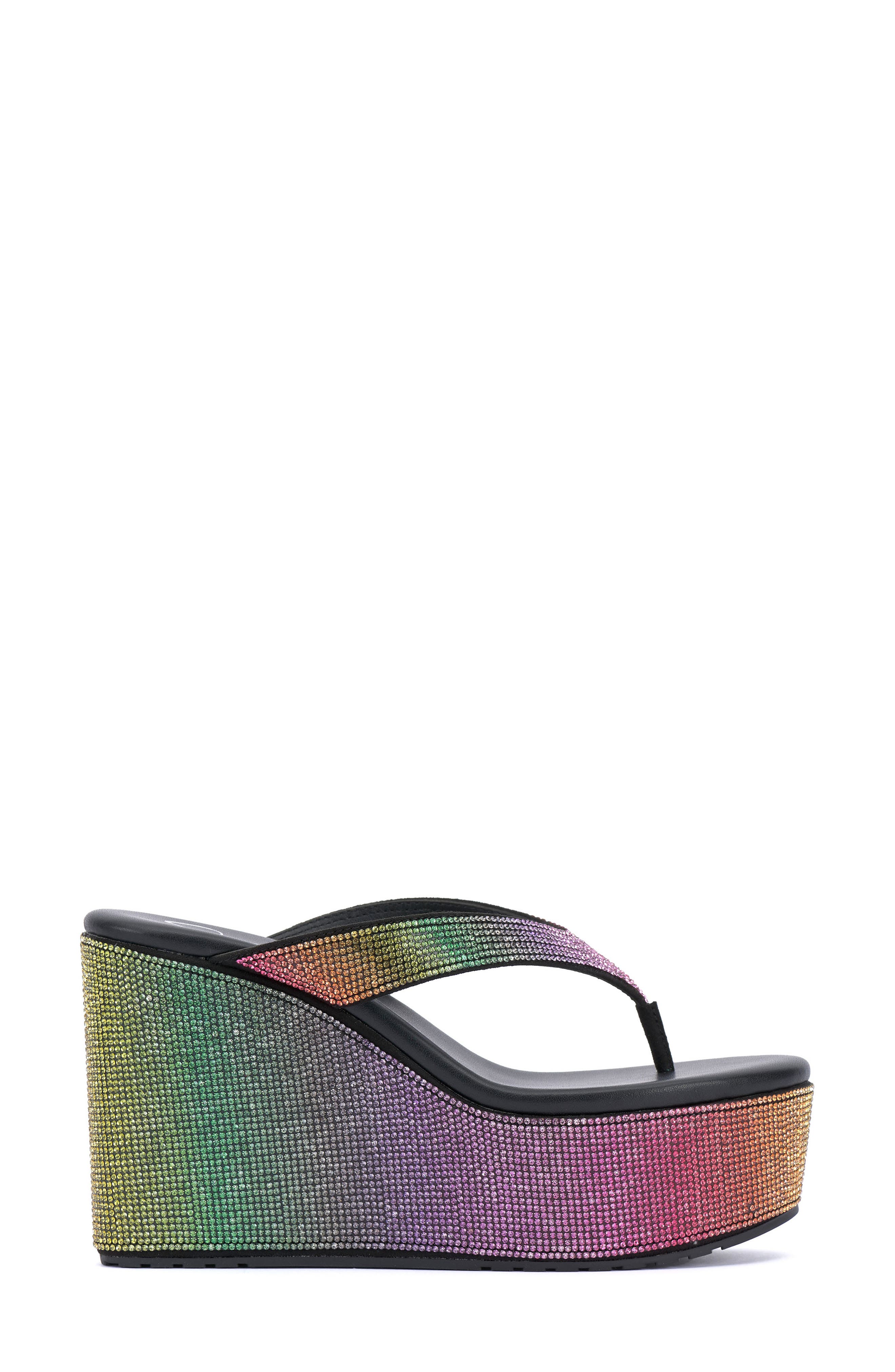 Stilla Platform Wedge Flip Flop, Alternate, color, BLACK/ RAINBOW