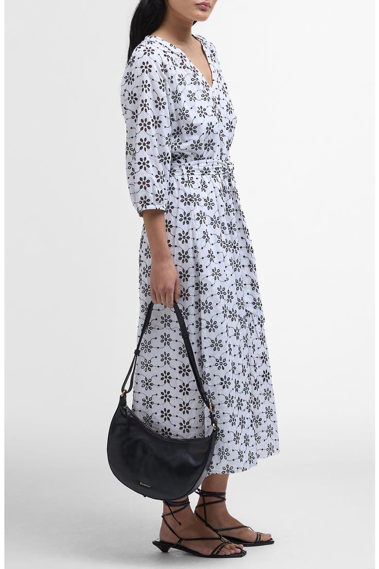 Erin Embroidered Eyelet Cotton Midi Dress, Alternate, color, WHITE