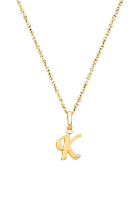 14K Gold Diamond Initial 12-14" Necklace