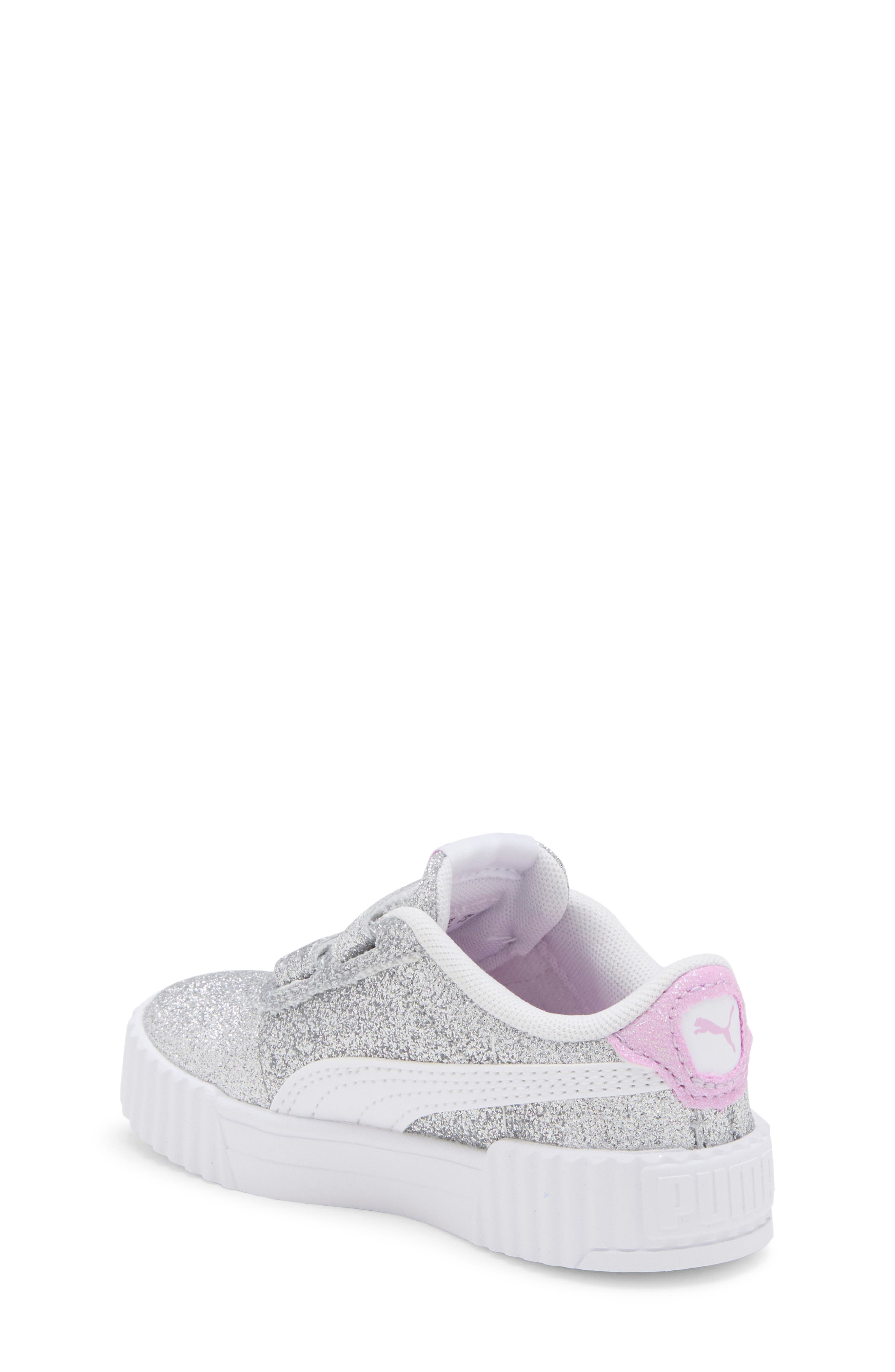 Kids' Carina 3.0 Glitz V Sneaker, Alternate, color, PUMA SILVER/ PUMA WHITE