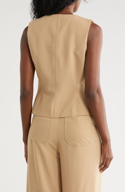 Dkny Button Front Vest In Neutral