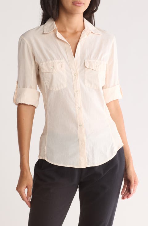Three-Quarter Sleeve Button-Up Shirt