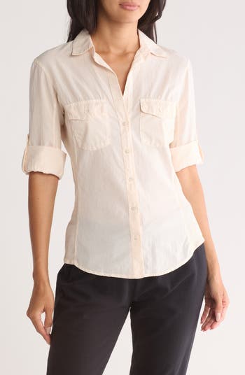 Three-Quarter Sleeve Button-Up Shirt