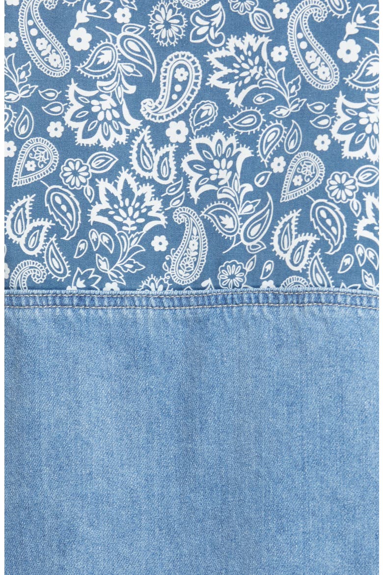 Bandana Patchwork Denim Jacket, Alternate, color, MEDIUM WASH
